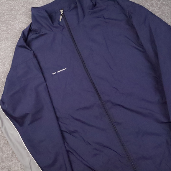 Vintage Reebok Logo XL Blue Gray Long Sleeve Full Zip Nylon Athletic Jacket - Picture 8 of 9